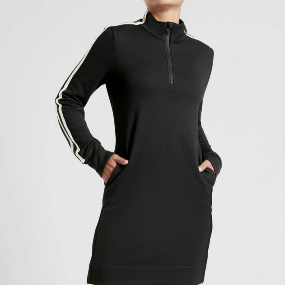 Athleta Crosstown Track Dress, Black, Size XS